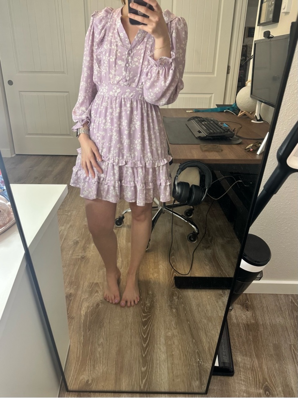 Lavender Floral Ruffle Mini Dress